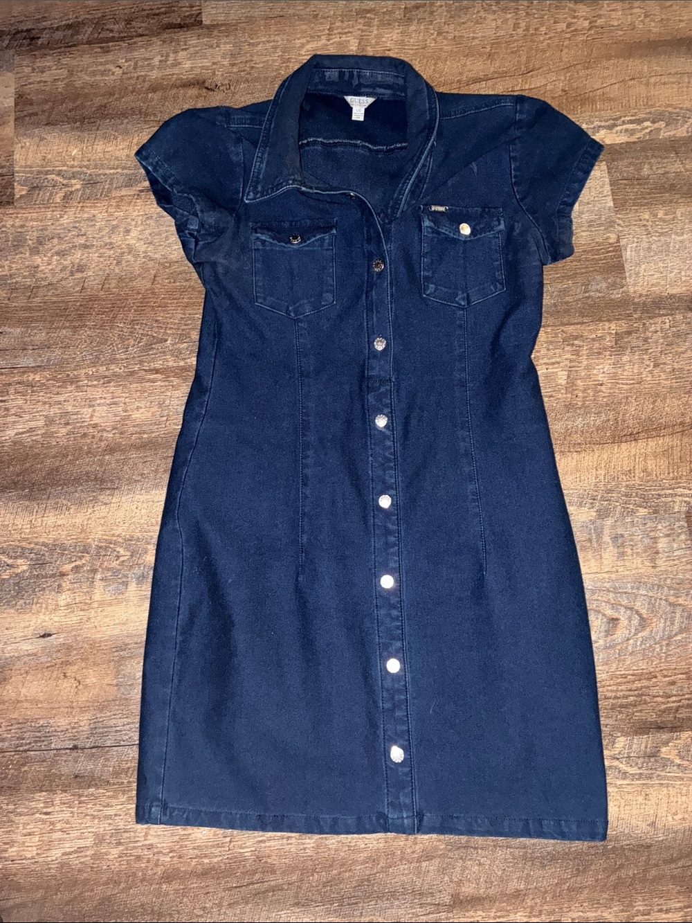 Guess Navy Denim Mini Shirt Dress